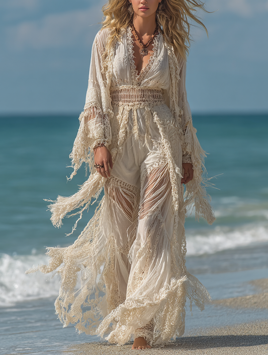 Seaside Bohemian Tassel Vintage Dress 824a