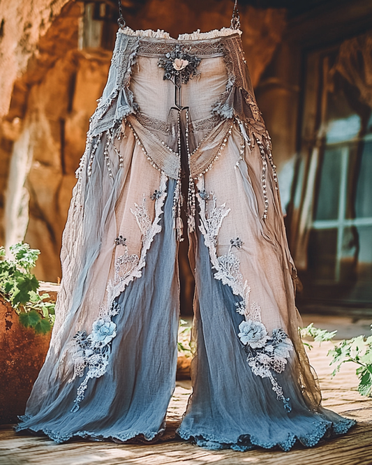 Summer Vacation Ruffle  Lace Patchwork Pant 8e78